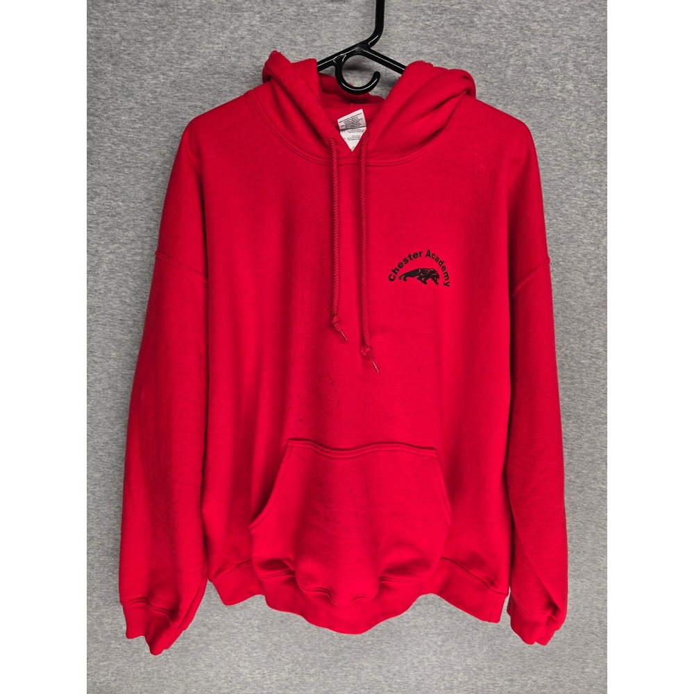 Gildan Chester Academy Panthers Hoodie Mens XL Red Pullover Sweatshirt Graphic